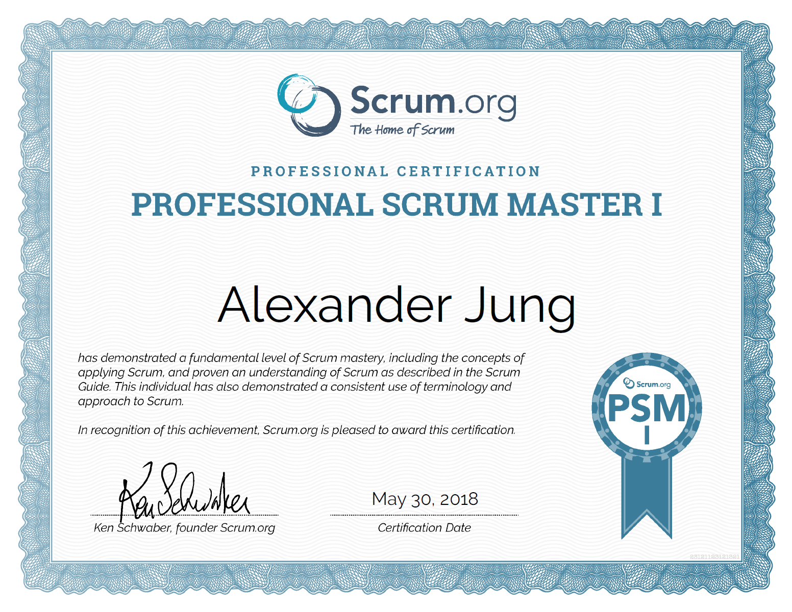 Alexander Jung Professional Scrum Master I